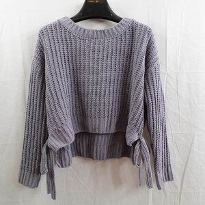 Vintage Womens Sweater Small Gray Chunky Retro Y2K Cropped Boxy Oversized